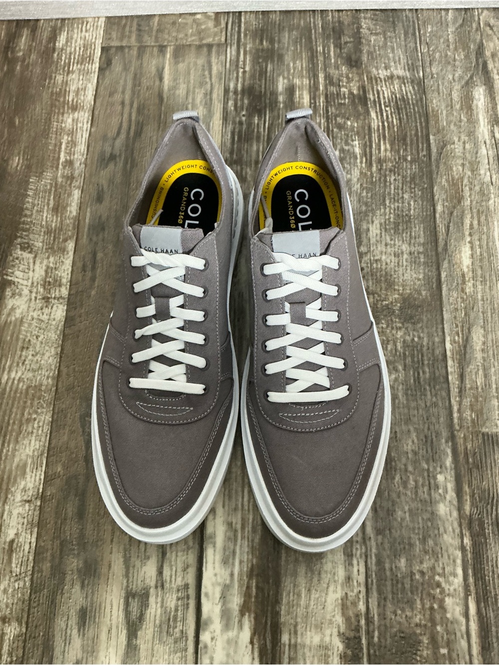 Cole Haan Men’s Gray Canvas Low-Top Sneakers with White Sole - Picture 7 of 16